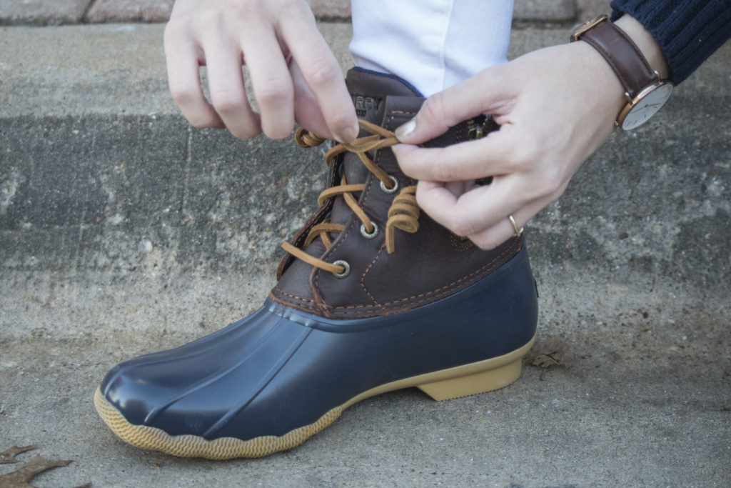 How To Tie Duck Boots Step by Step Thrifty Pineapple